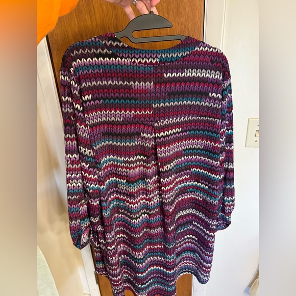 Dear Scarlett Zig Zag Stripe 3/4 Sleeve V Neck Tunic Top size XL - Picture 14 of 14